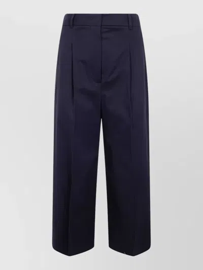 S Max Mara Tequila Cotton High Waist Wide Leg Trousers In Blue