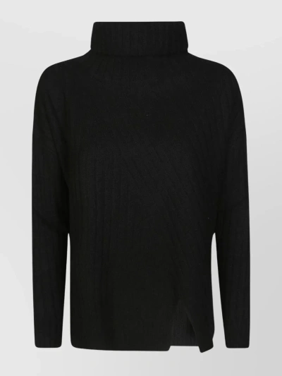 's Max Mara Textured Ribbed Knit Turtleneck In Black