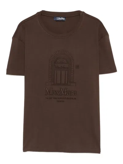 's Max Mara The Cube Logo-embroidered T-shirt In Brown