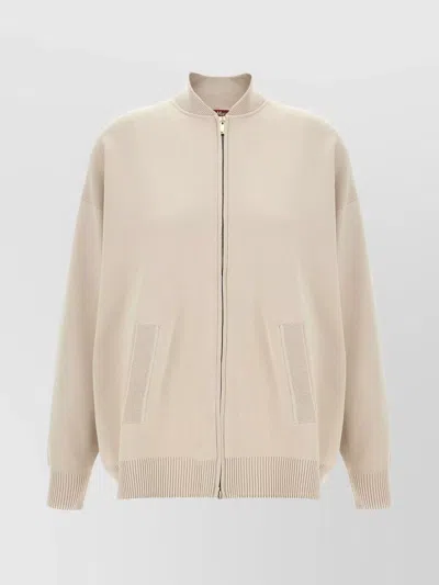 S Max Mara 'theorem' Knit Cardigan Featuring Pockets In Neutral