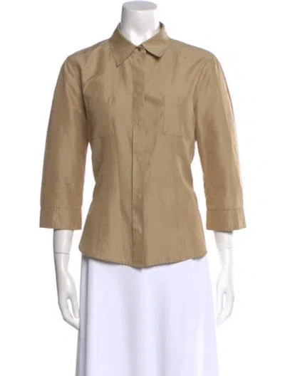 Pre-owned 's Max Mara Three-quarter Sleeve Button-up Top In Neutrals