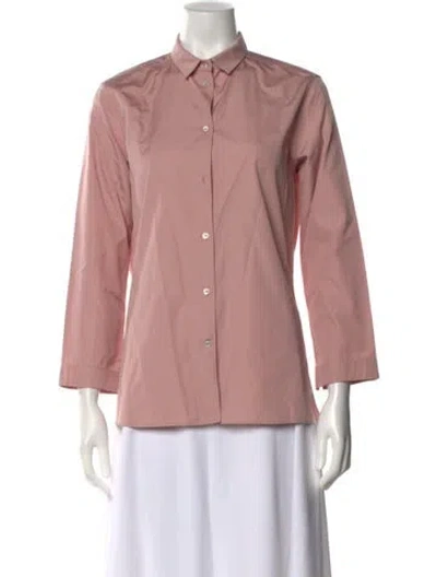 Pre-owned S Max Mara Three-quarter Sleeve Button-up Top In Pink