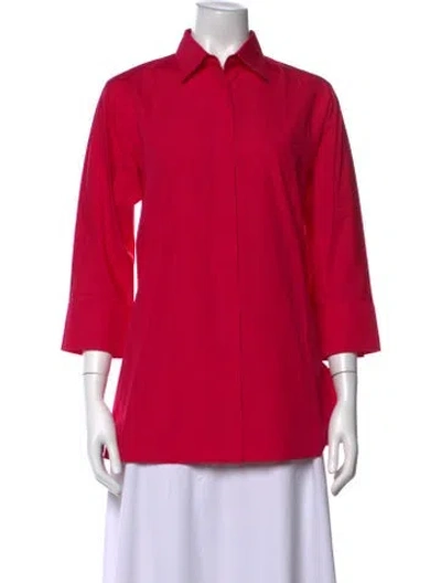 Pre-owned S Max Mara Three-quarter Sleeve Button-up Top In Pink