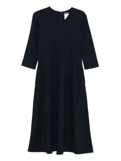 S Max Mara Three-quarter Sleeve Flared Dress In Blue