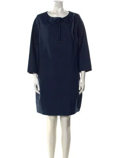 Pre-owned S Max Mara Tie Neck Knee-length Dress In Blue