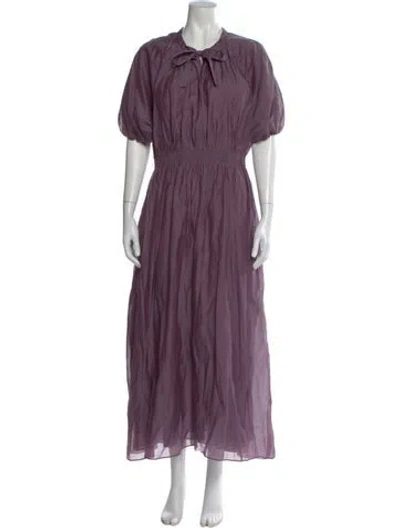 Pre-owned 's Max Mara Tie Neck Long Dress In Purple