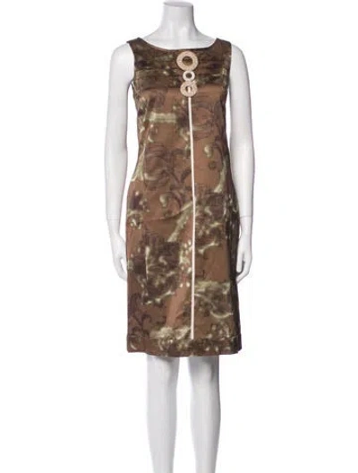 Pre-owned 's Max Mara Tie-dye Print Knee-length Dress In Brown