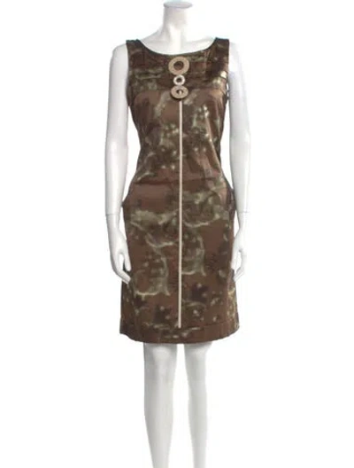 Pre-owned 's Max Mara Tie-dye Print Long Dress In Brown