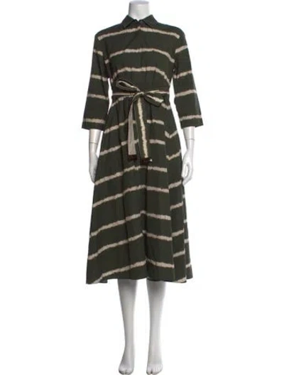 Pre-owned S Max Mara Tie-dye Print Midi Length Dress In Green