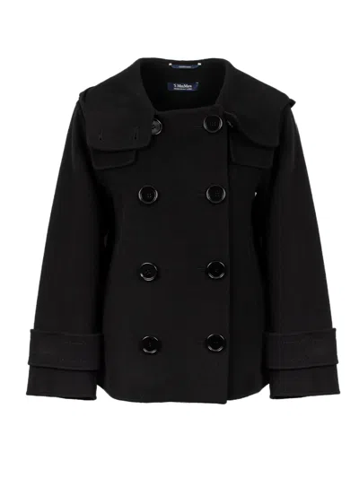 S Max Mara Time Wool Double-breasted Jacket In Black  