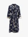 S Max Mara Timeo Kaftan Silk Dress With Floral Print In Blue
