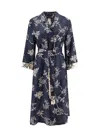 S Max Mara Timeo Kaftan Silk Dress With Floral Print In Blue