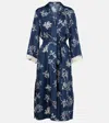 S Max Mara Timeo Kaftan Silk Dress With Floral Print In Blau