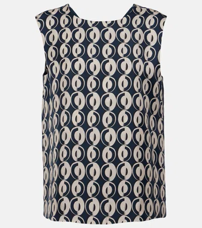 S Max Mara Timetop Printed Silk Top In Blue