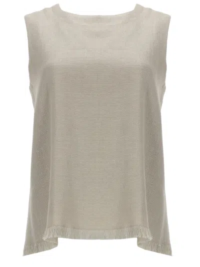 S Max Mara Top Anika In Lino In Gray