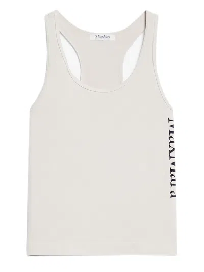 S Max Mara Top Fortuna In Tessuto Tecnico In Beige