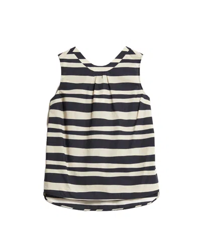S Max Mara Striped Sleeveless Round Neck Top Button Back In 001