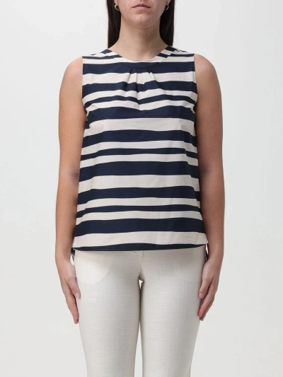 's Max Mara Striped Sleeveless Round Neck Top Button Back In 001