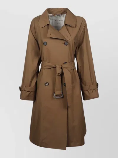 S Max Mara Trench Coat Double Breasted Belted Waist In Brown