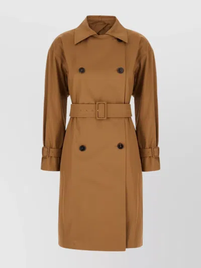 S Max Mara Trench Cotton Belted Waist In Brown