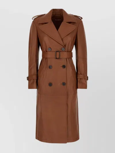 's Max Mara Trench Leather Belt Adjustable In Brown