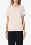 S Max Mara Embroidered-logo T-shirt In Ecru
