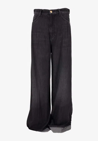 's Max Mara Turn-up Wide-leg Jeans In Black