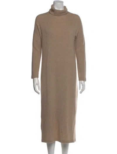 Pre-owned 's Max Mara Turtleneck Long Dress In Neutrals