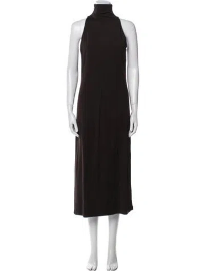 Pre-owned 's Max Mara Turtleneck Midi Length Dress In Brown