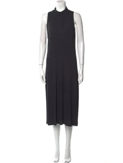 Pre-owned 's Max Mara Turtleneck Midi Length Dress In Grey
