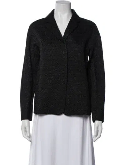 Pre-owned 's Max Mara Tweed Pattern Blazer In Black