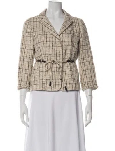 Pre-owned S Max Mara Tweed Pattern Blazer In Blue