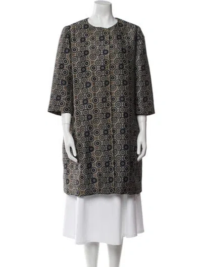 Pre-owned S Max Mara Tweed Pattern Coat In Blue/brown