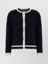 S Max Mara Two-tone Wool Blend Cardigan In Black