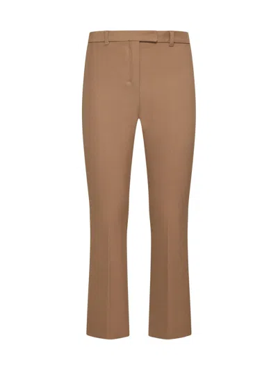 S Max Mara Tailored Trousers With Belt Loops And Pleats In Brown