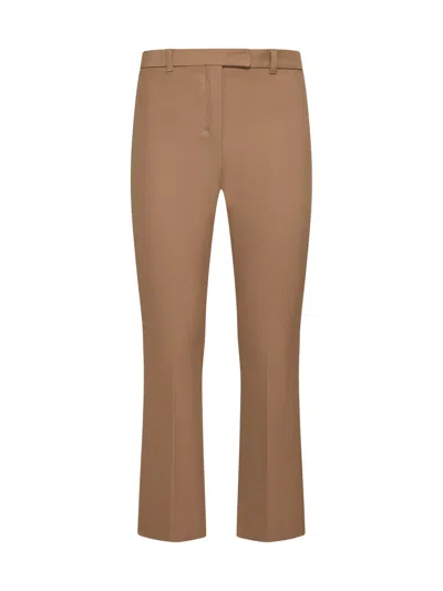 S Max Mara Tailored Trousers With Belt Loops And Pleats In Brown