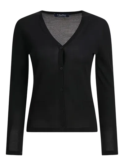's Max Mara V넥 버튼 가디건 In Black