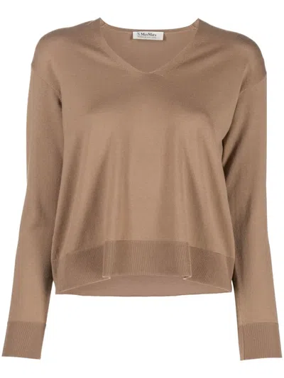 's Max Mara V-neck Knit Jumper In Brown