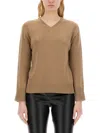 S Max Mara Women's V Neck Sweater In Beige