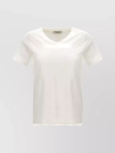 's Max Mara V-neck T-shirt With Short Sleeves And Side Slit In White
