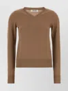 S Max Mara V-neck Wool Sweater Long Sleeves In Brown