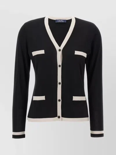 S MAX MARA V-NECKLINE CARDIGAN KNIT CONTRAST TRIM