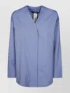 S Max Mara V-neckline Chest Pocket Long Sleeves Top In Blue