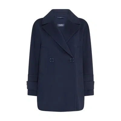 's Max Mara Vania Wool Double Breasted Short Coat In Navy