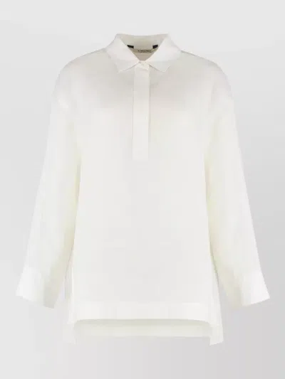 S Max Mara Varese Linen Shirt Collared Long Sleeves In White
