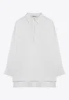 S Max Mara White Polo Shirt In Linen Canvas In White