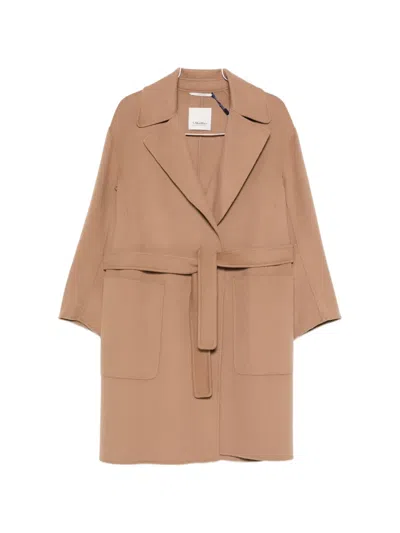 's Max Mara Velo Belted Notch-lapel Coat In Brown