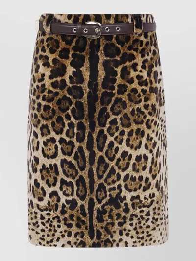 S Max Mara Velvet Leopard Mini Skirt Belted Waist In Animal Print