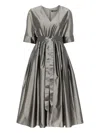 S Max Mara Organza Midi Dress Waist Tied In Grey