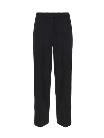 S Max Mara Cropped Pintuck-detail Trousers In Black